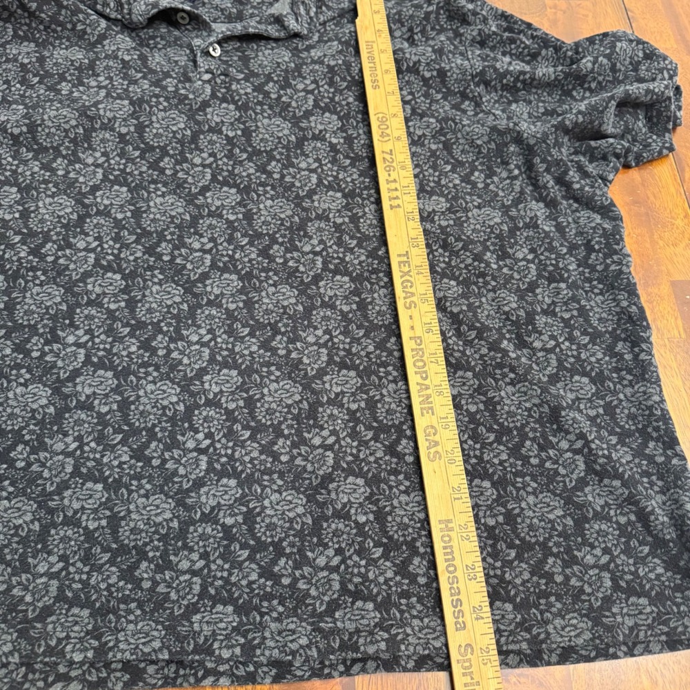 Cremieux Collection Mens‎ XXL Polo Shirt Charcoal Grey Floral Short Sleeve - Picture 7 of 9